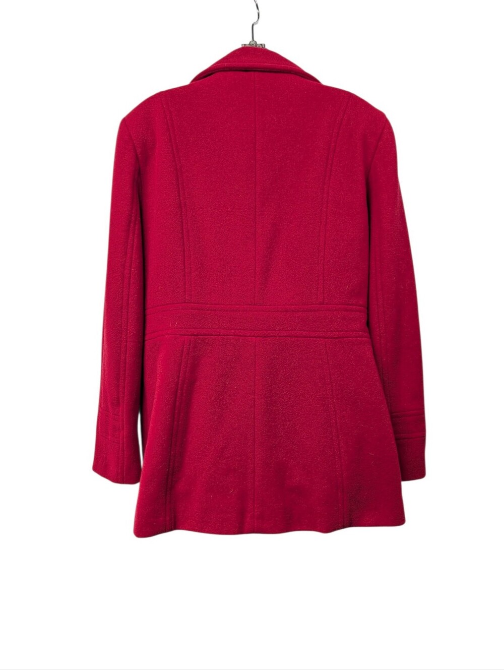 Calvin Klein Women's Red Wool Blend Double Breasted Peacoat Size Large Lined - Picture 2 of 10